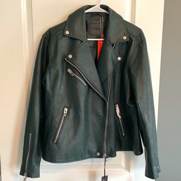 Blank NYC Jackets & Blazers - BlankNYC Green Faux Leather Moto Jacket